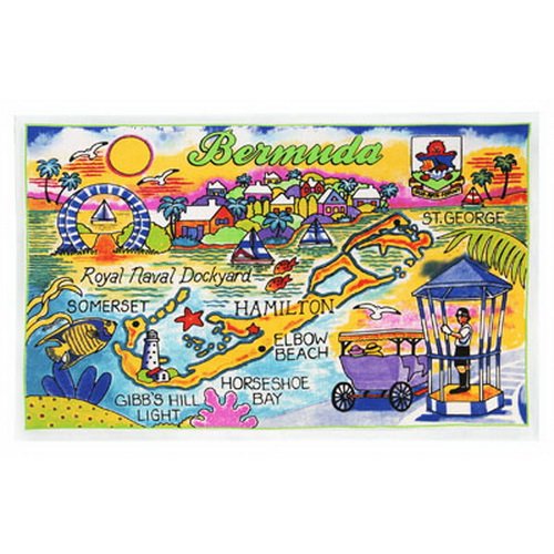 Bermuda Map Cotton Tea Kitchen Towel 19" x 30"