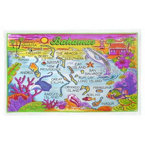 Bahamas Map Cotton Tea Kitchen Towel 19" x 30"