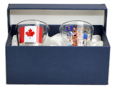 Alberta Canada Souvenir Boxed Shot Glass Set (Set of 2)