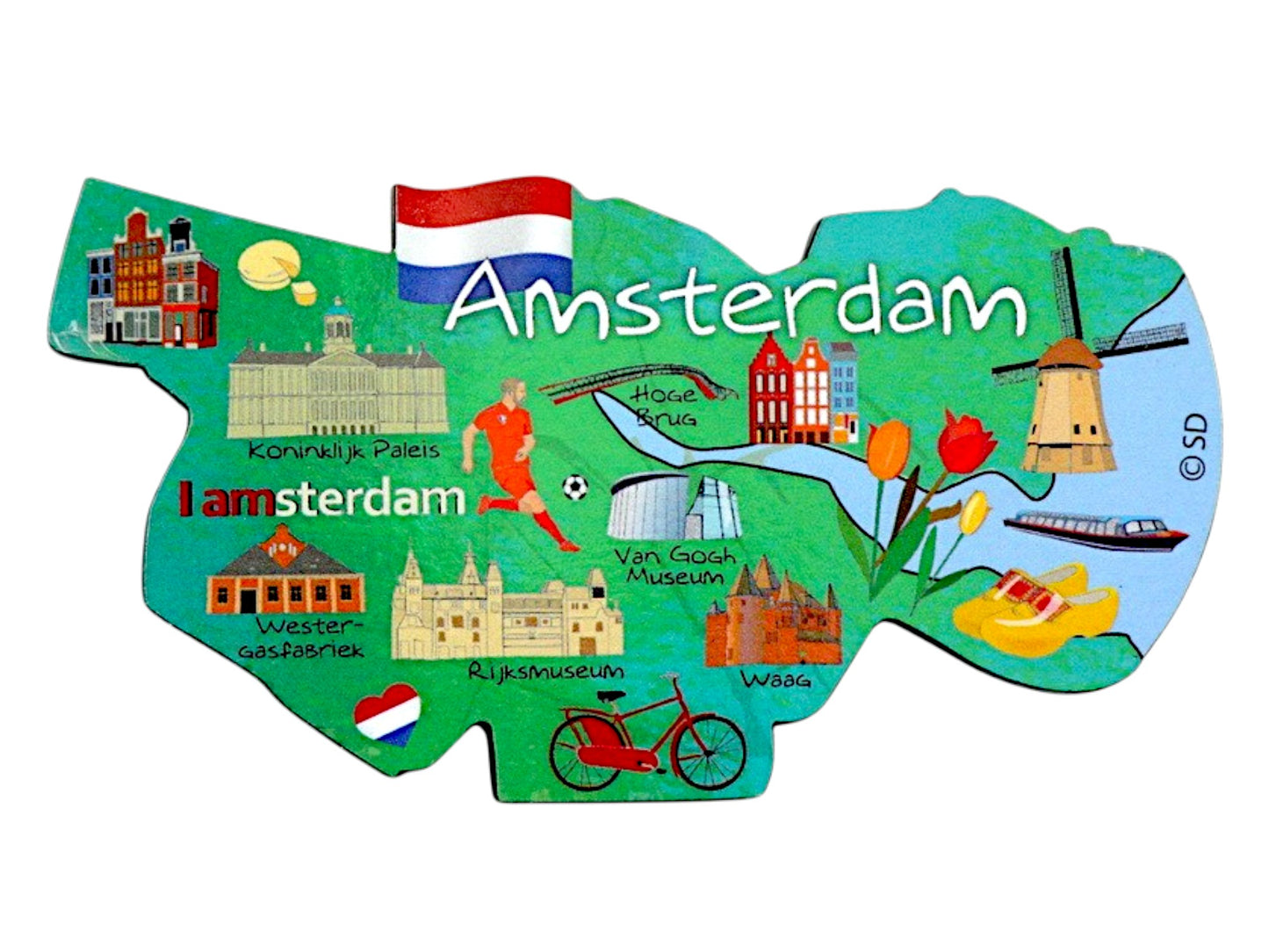 Amsterdam Netherlands Decowood Jumbo Wood Fridge Magnet 4.25" x 2.25"