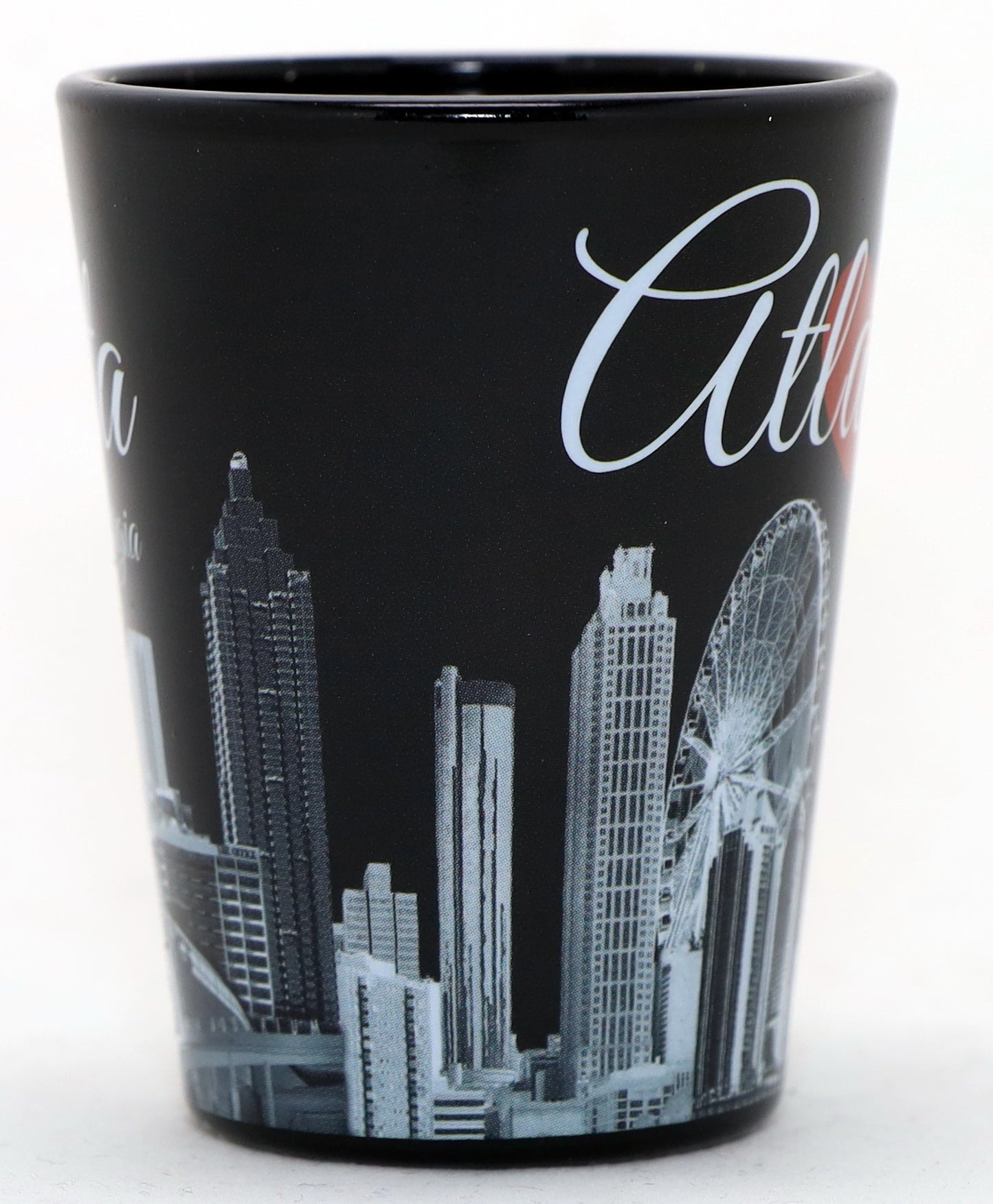 Atlanta Georgia Black With Red Heart Ceramic Shot Glass