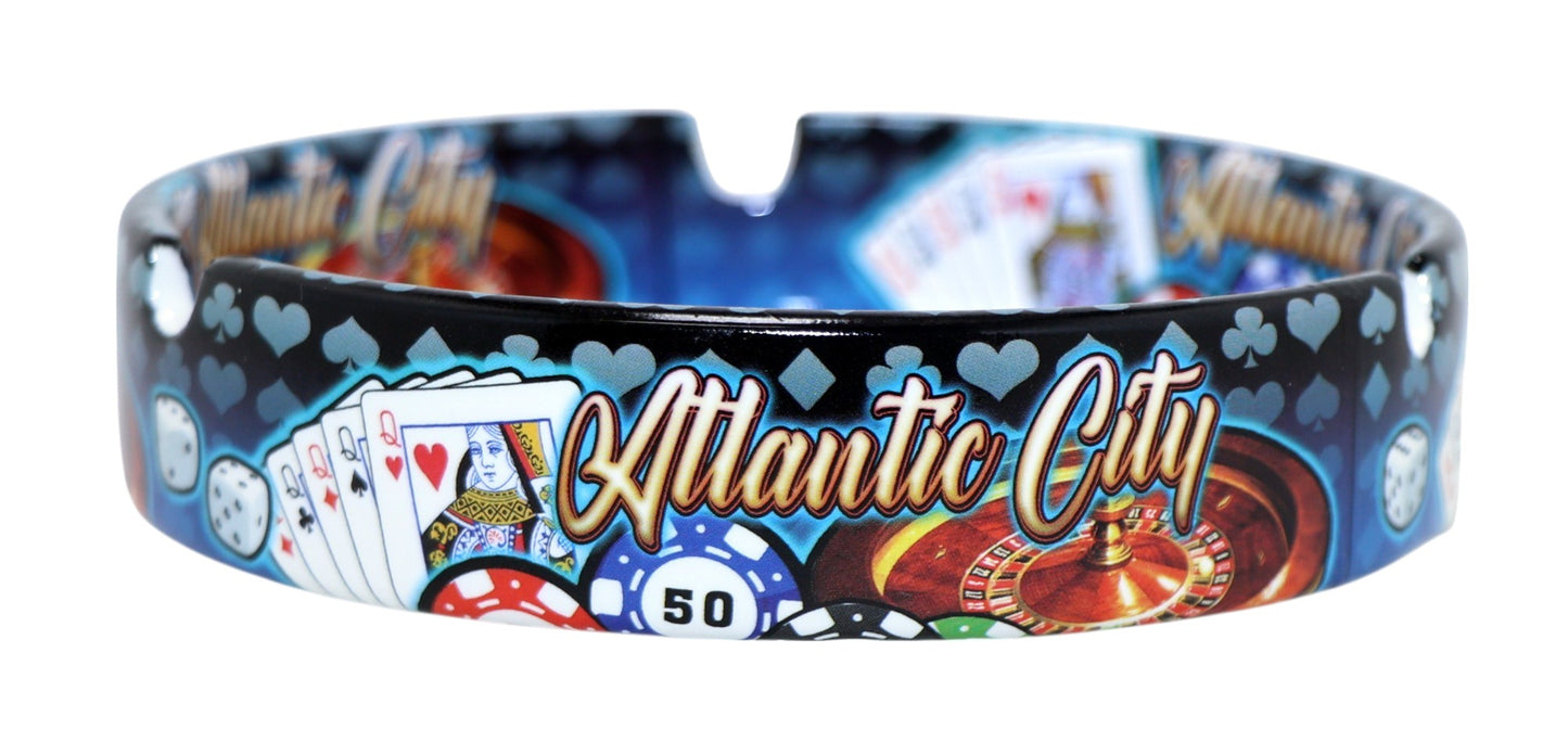 Atlantic City New Jersey Scene Full Wrap Porcelain Ashtray 5"