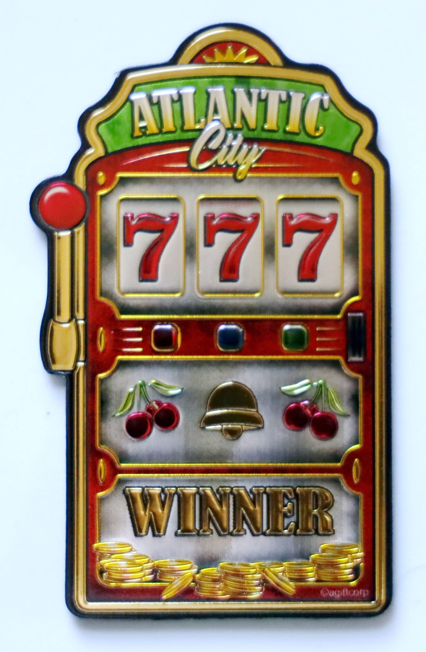 Atlantic City New Jersey Slot Machine Foil Magnet 3.75" x 2.5" x 0.125"