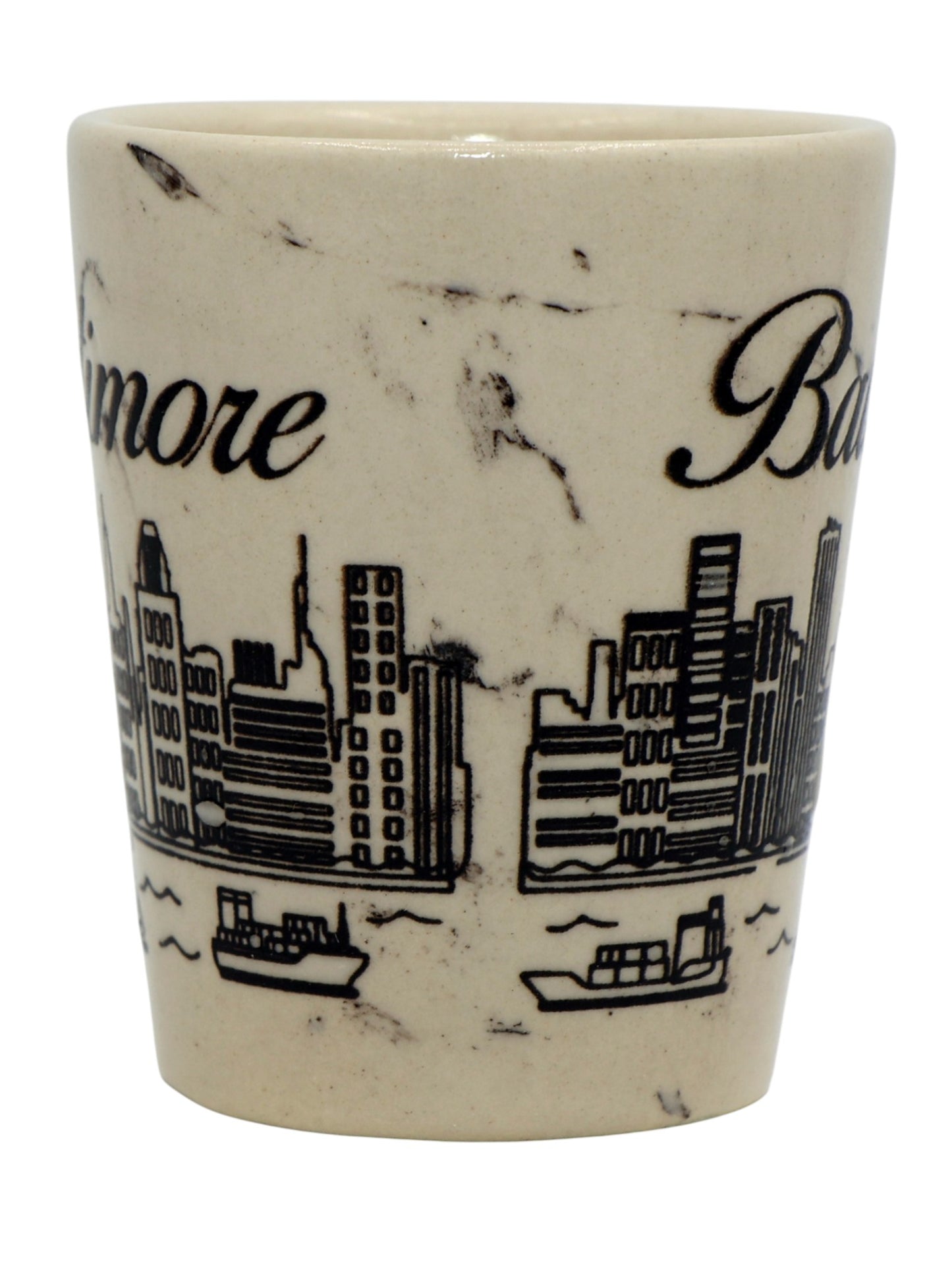 Baltimore Maryland Ceramic Marble Black Skyline Shot Glass