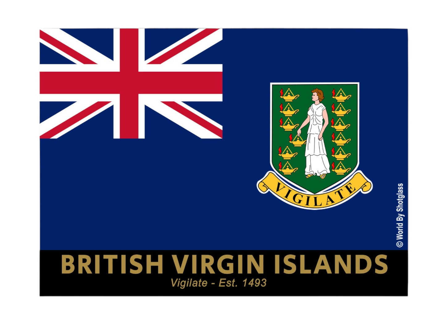 British Virgin Islands Tortola Flag Caribbean Fridge Collector's Souvenir Magnet 2.5 inches X 3.5 inches