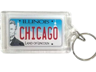 Chicago Illinois License Plate Acrylic Rectangular Souvenir Keychain 2.5" X 1.5"