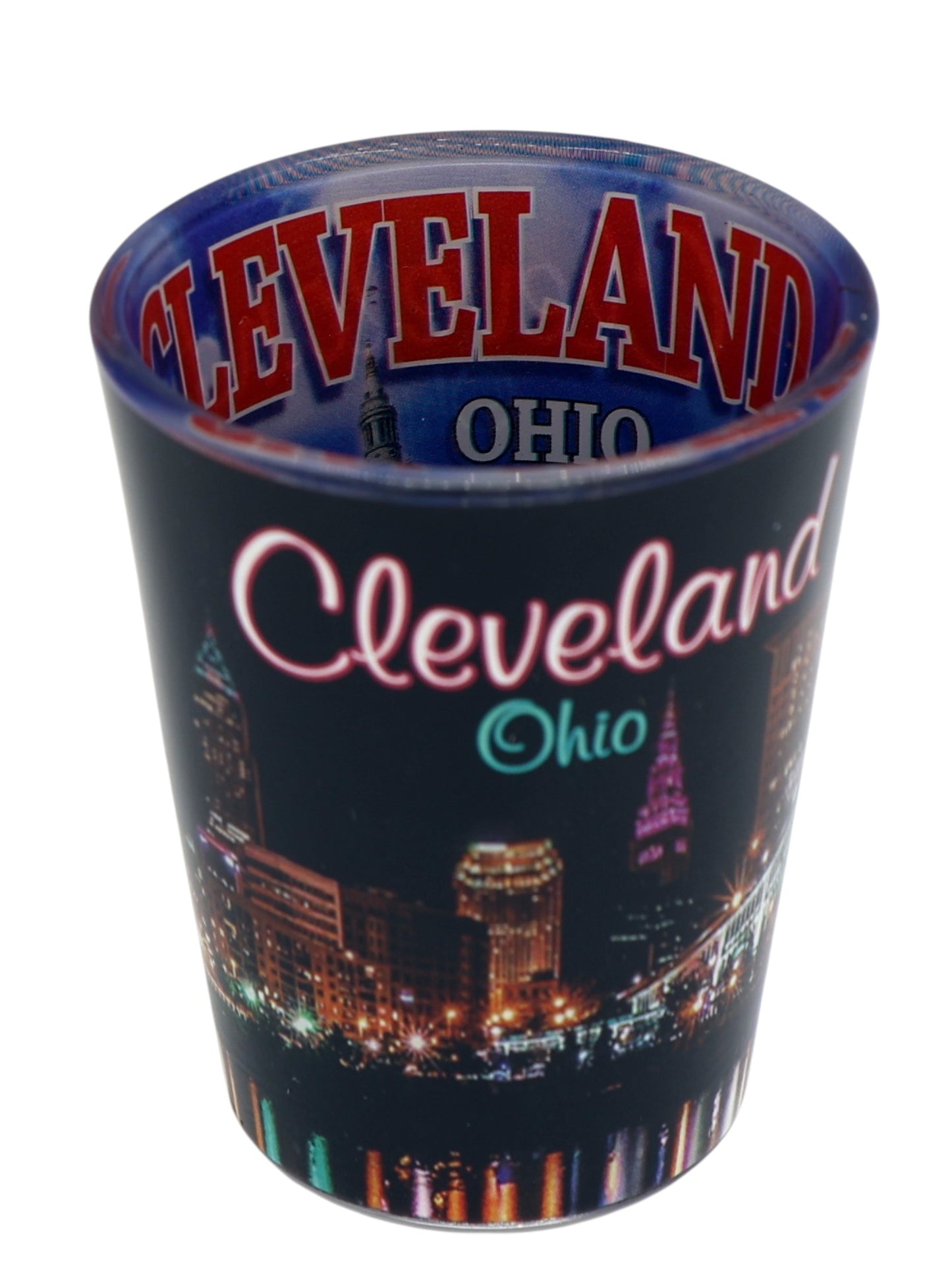 Cleveland Ohio Night Outside Day Sky Inside Shot Glass