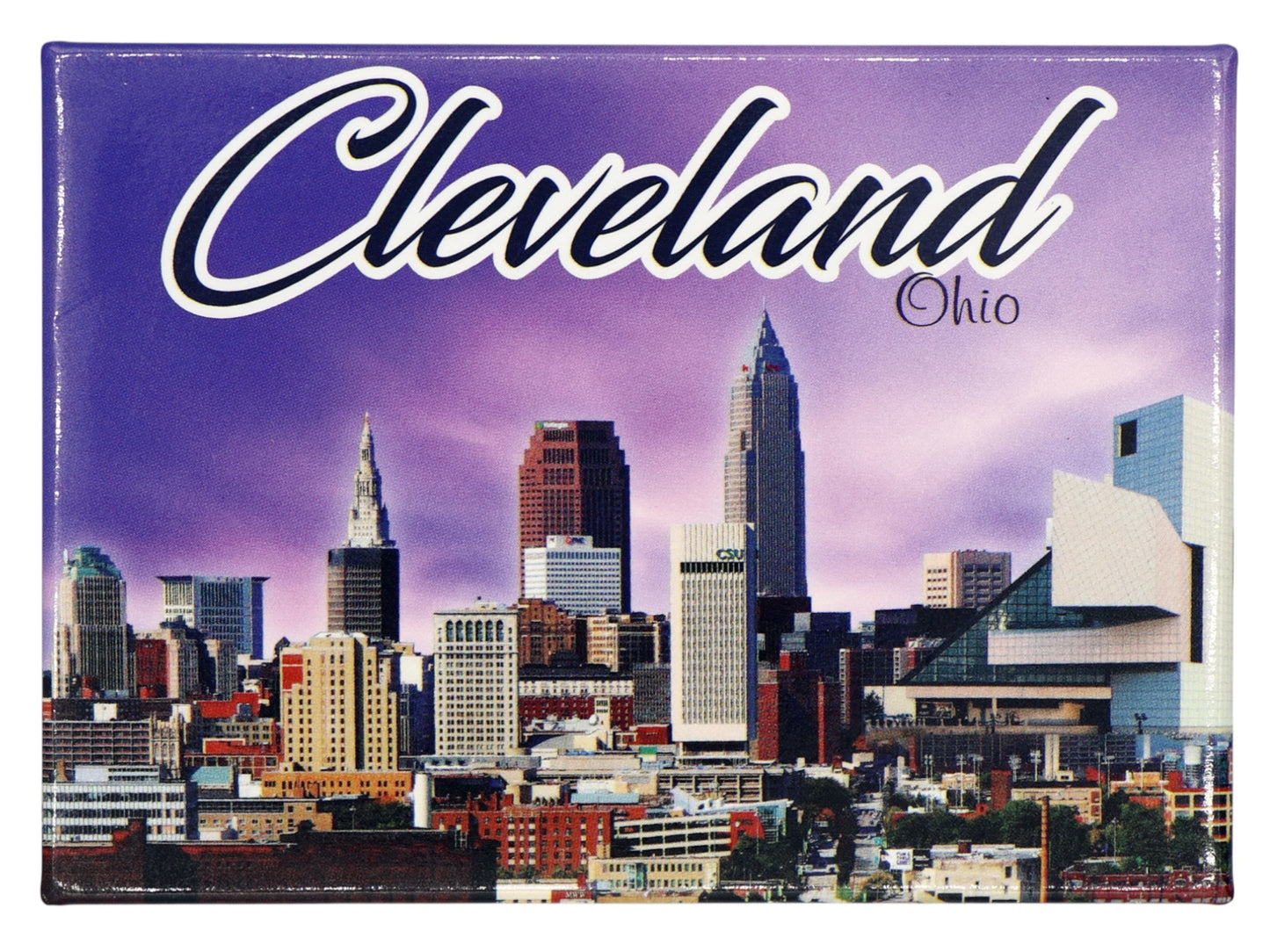 Cleveland Ohio Purple Sky Night City Magnet 3.5"x 2.5"x 0.125"
