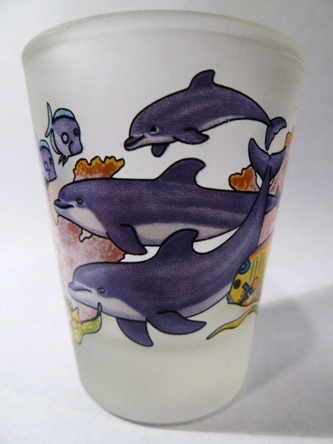 Jumping Dolphins Frosted Caribbean Shot Glass