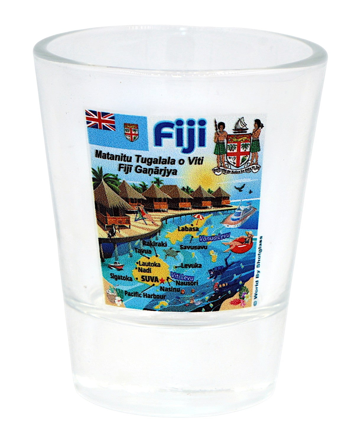 Fiji Map and Attractions Collage Shot Glass