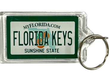 Florida Keys License Plate Acrylic Rectangular Souvenir Keychain 2.5" X 1.5"