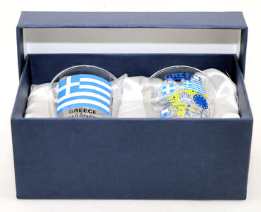 Greece Souvenir Boxed Shot Glass Set (Set of 2)