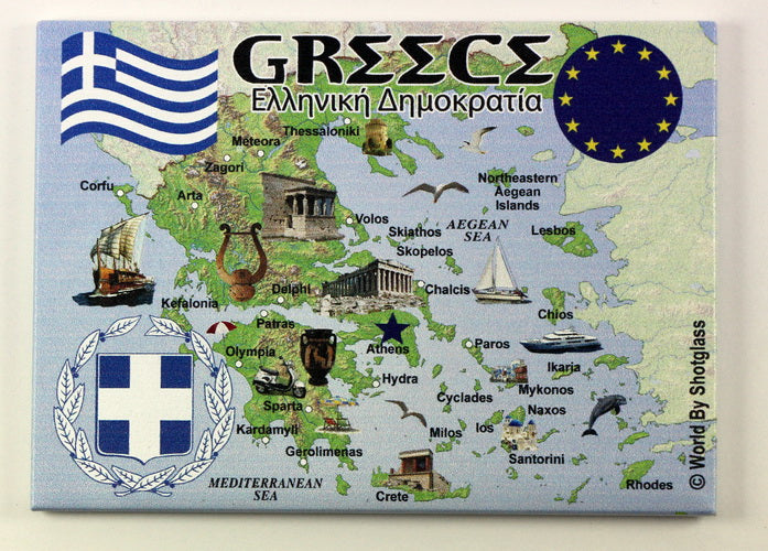 Greece EU Series Souvenir Fridge Magnet 2.5 inches X 3.5 inches