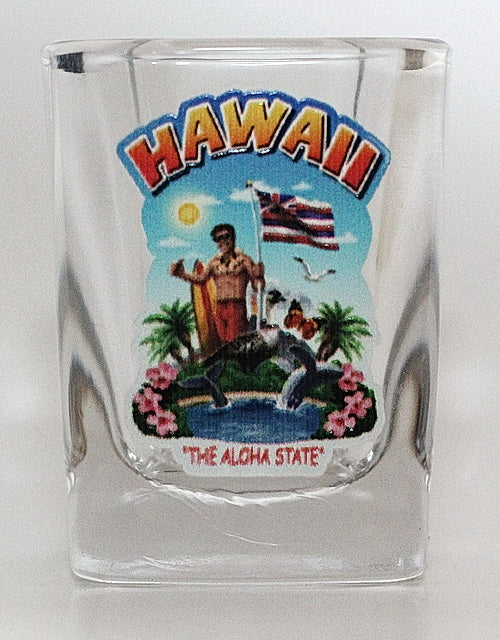 Hawaii State Montage Square Shot Glass