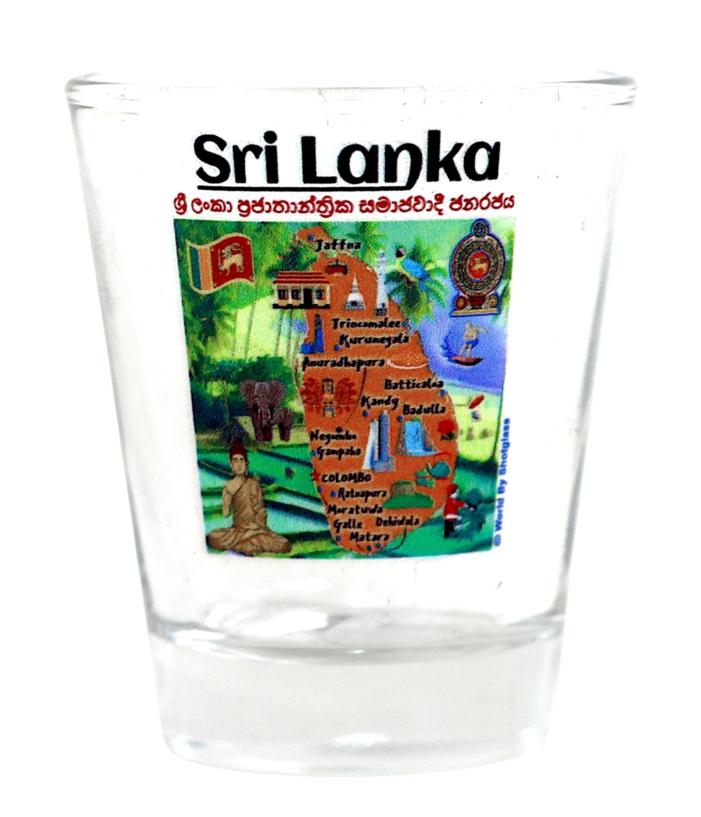 Sri Lanka Map and Attractions Collage Shot Glass