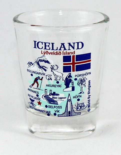 Iceland Landmarks and Icons Collage Shot Glass