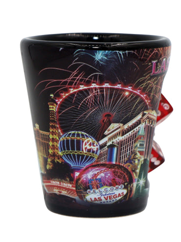Las Vegas Nevada Neon Fireworks Dice Spindice Shot Glass