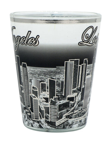 Los Angeles California Silver Skyline B & W Ceramic Shot Glass