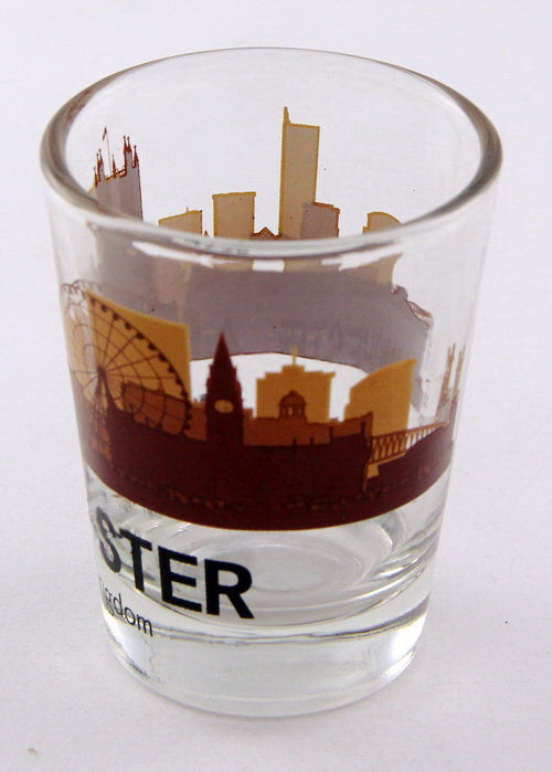 Manchester United Kingdom Sunset Skyline Shot Glass