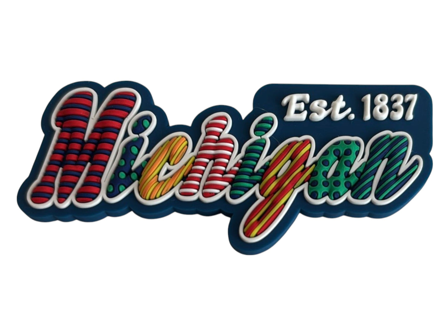 Michigan Festive Multicolor Letters Fridge Designer Magnet 3.25" x 1.25"