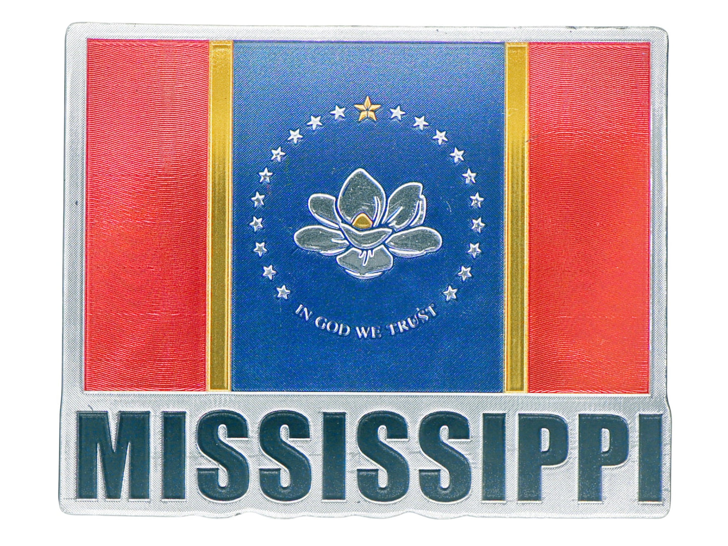 Mississippi Flag Foil Magnet 3.0" x 2.5" x 0.125"