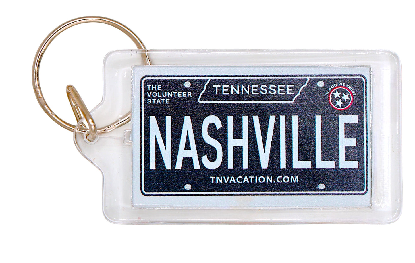 Nashville Tennessee License Plate Acrylic Rectangular Souvenir Keychain 2.5" X 1.5"