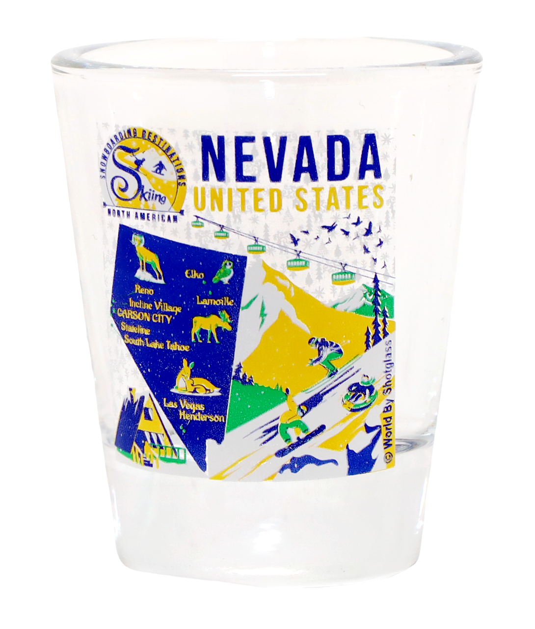 Nevada North American Skiing and Snowboarding Destinations Shot Glass