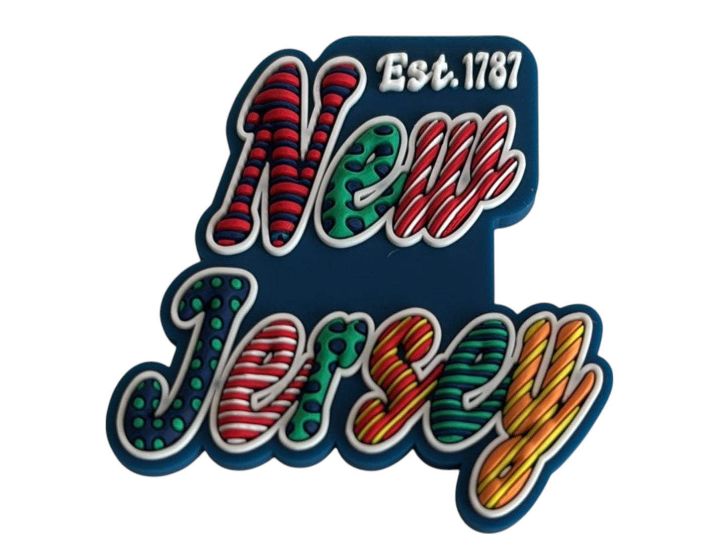 New Jersey Festive Multicolor Letters Fridge Designer Magnet 2.0" x 2.0"