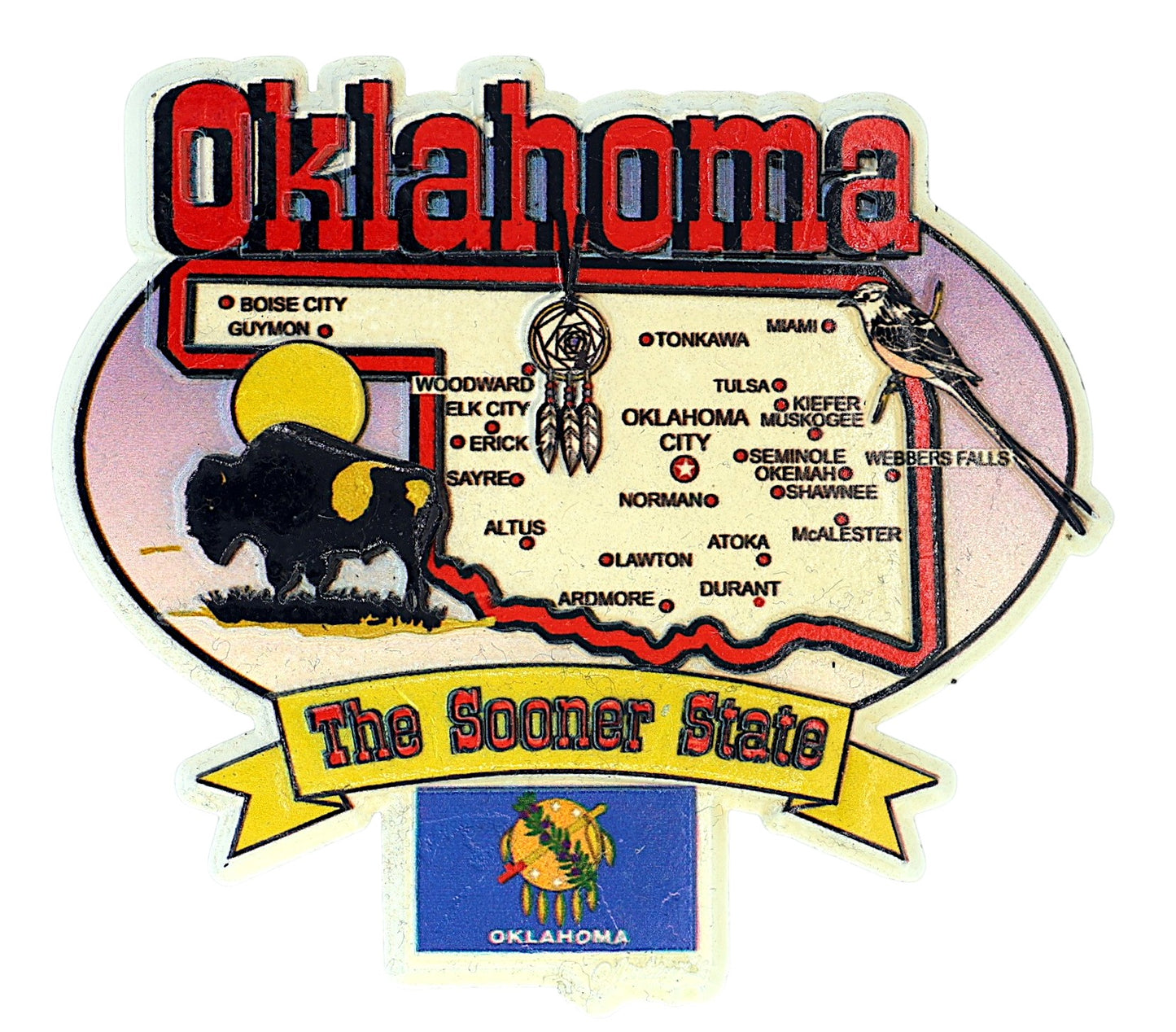 Oklahoma State Elements Map Fridge Collectible Souvenir Magnet