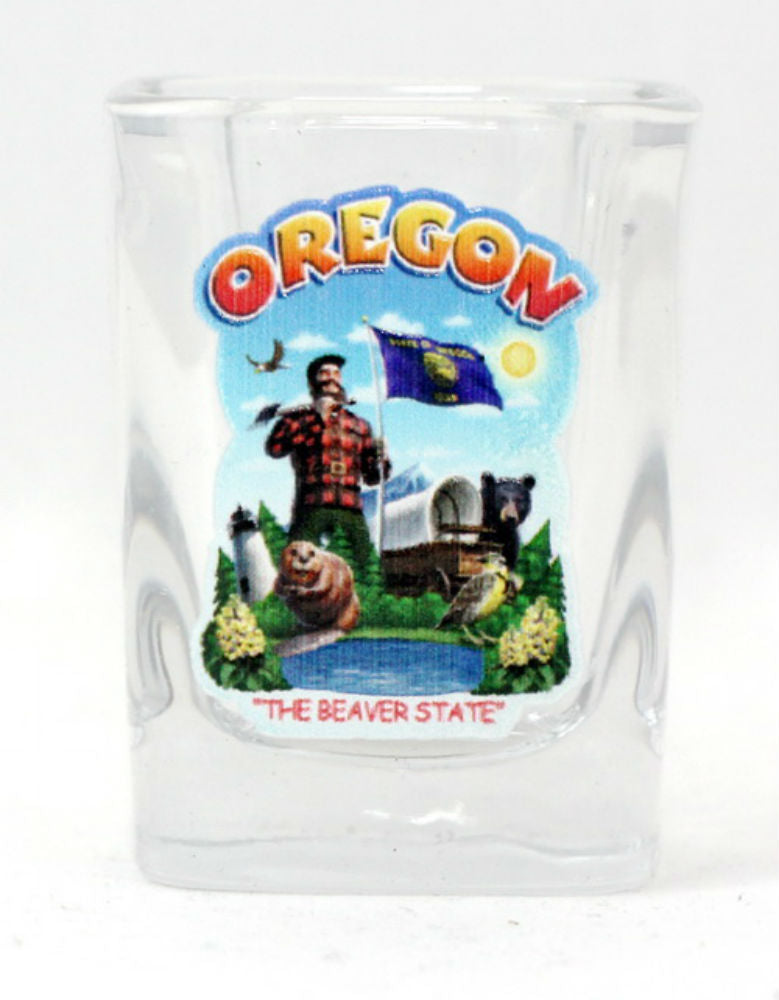 Oregon State Montage Square Shot Glass