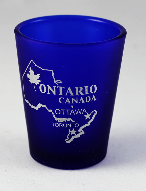 Ontario Canada Cobalt Blue Frosted Shot Glass