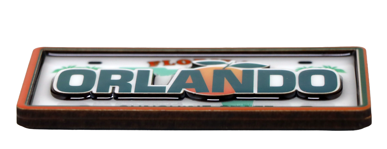 Orlando Florida License Plate Dual Layer MDF Magnet NewDesign 2" x 4"