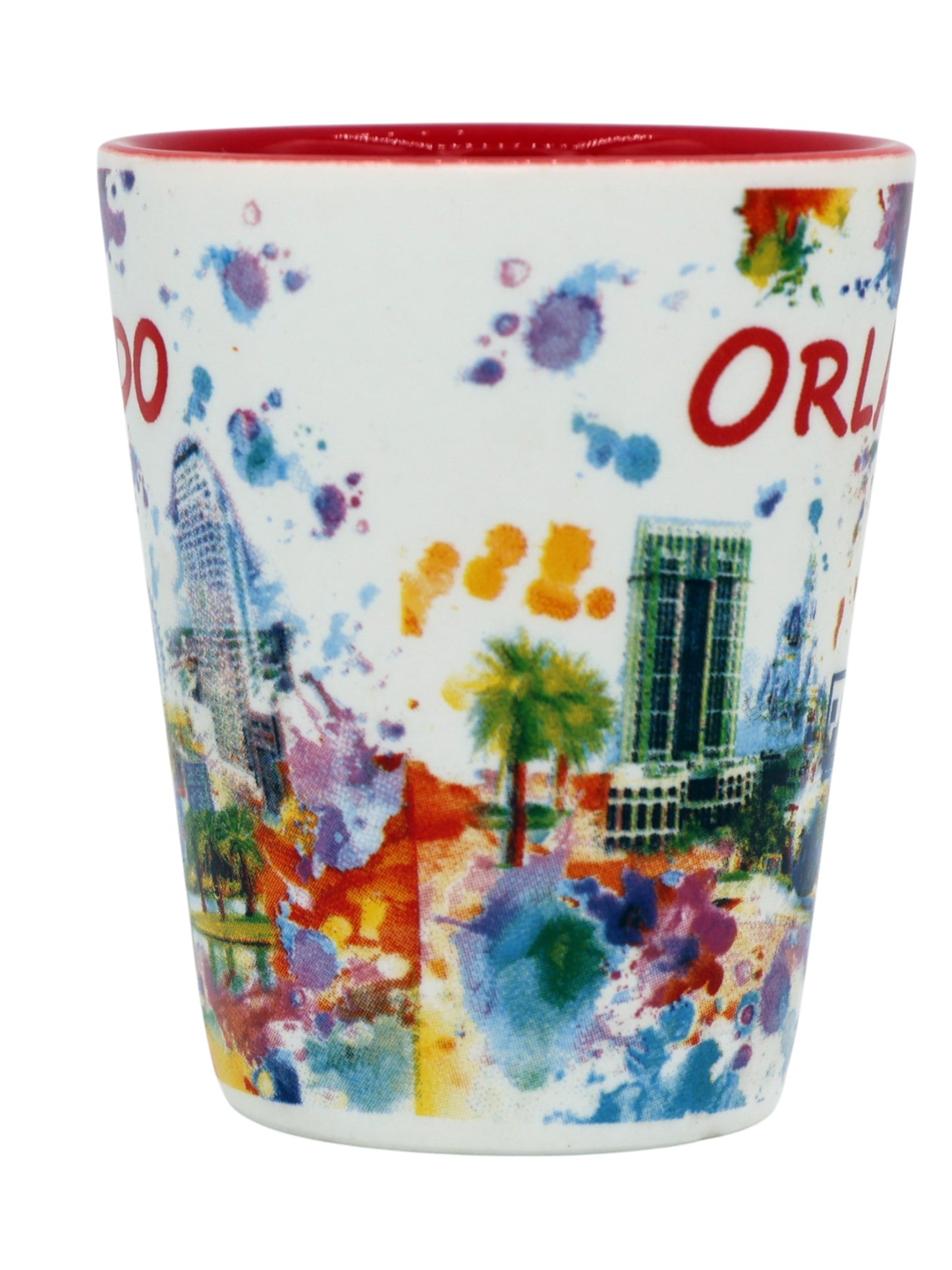 Orlando Florida Skyline Light Water Color Ceramic Shot Glass