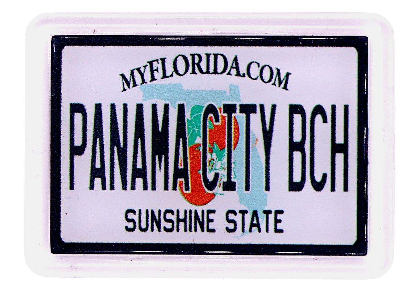 Panama City Beach Florida License Plate Acrylic Small Fridge Collector's Souvenir Magnet 2.35" X 1.75"