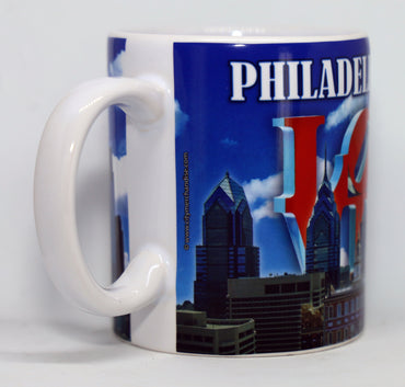 Philadelphia Pennsylvania Day Skyline Love Sculpture Mug 11 oz
