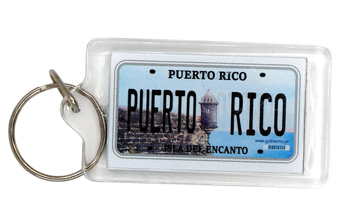 Puerto Rico License Plate Acrylic Rectangular Souvenir Keychain 2.5" X 1.5"