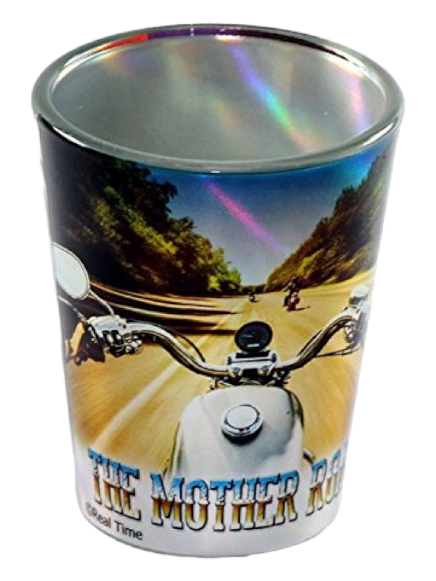 Route 66 Metallic Eagle Biker Full Wrap Shot Glass