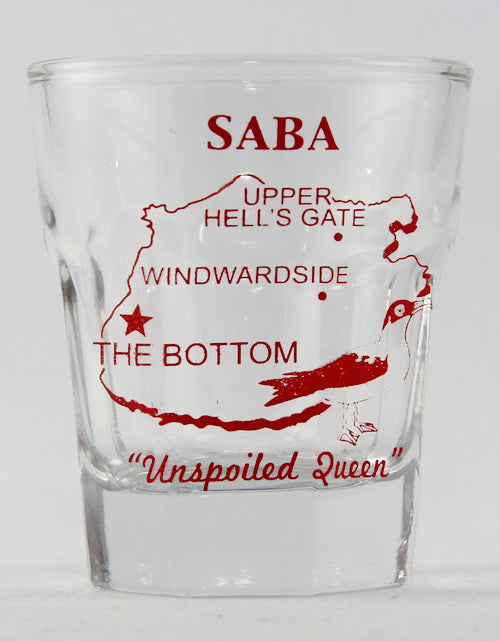 Saba Caribbean Vintage Map Outline Shot Glass