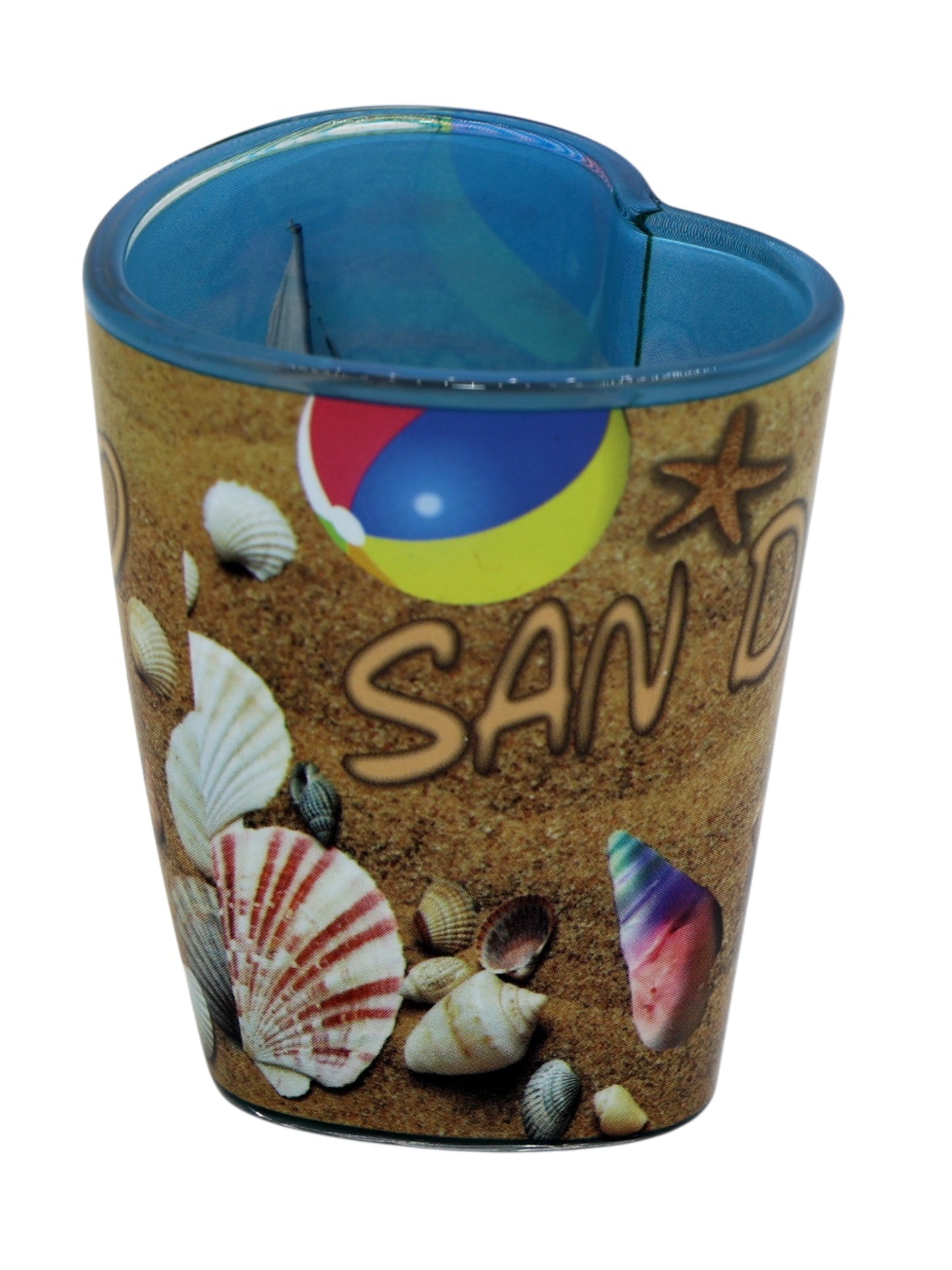 San Diego California Beach Scene Heart Shaped Shot Glass