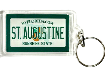 St. Augustine Florida License Plate Acrylic Rectangular Souvenir Keychain 2.5" X 1.5"