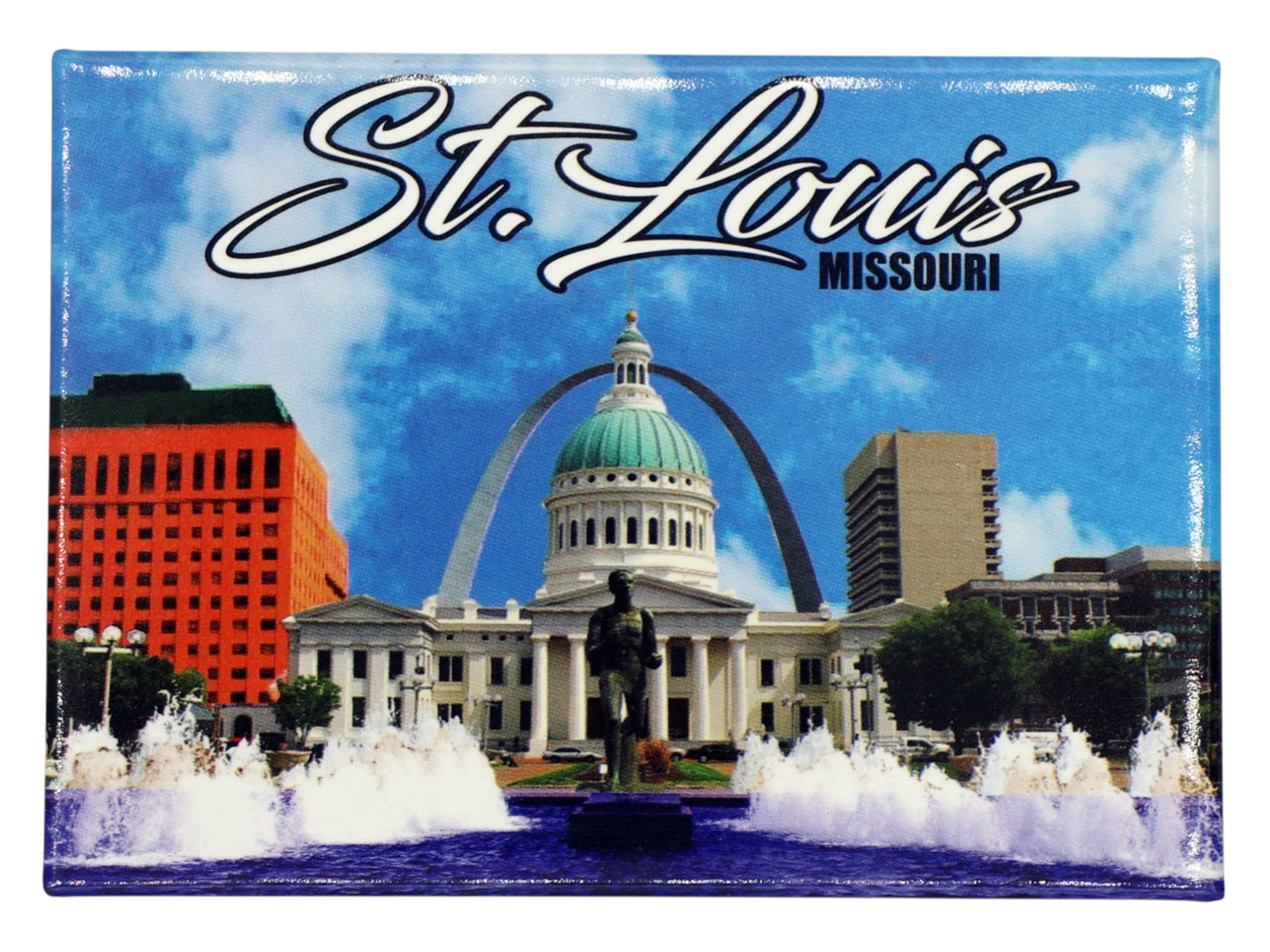 St. Louis Missouri Blue Skyline Old Court House Magnet 3.5" x 2.5" x 0.125"