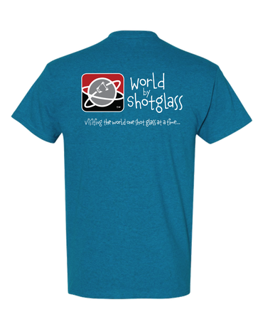 T-Shirt Gildan Adult Heavy Cotton Double-Sided Color *Sapphire Antique* Brand World By Shotglass