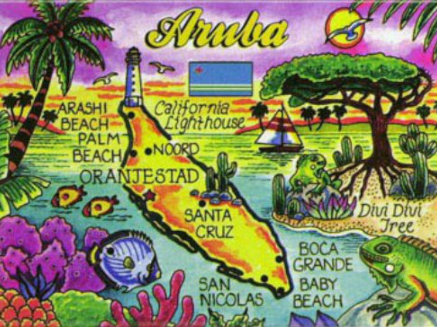 Aruba Map Caribbean Fridge Collector's Souvenir Magnet Classic Design 2.5" X 3.5"