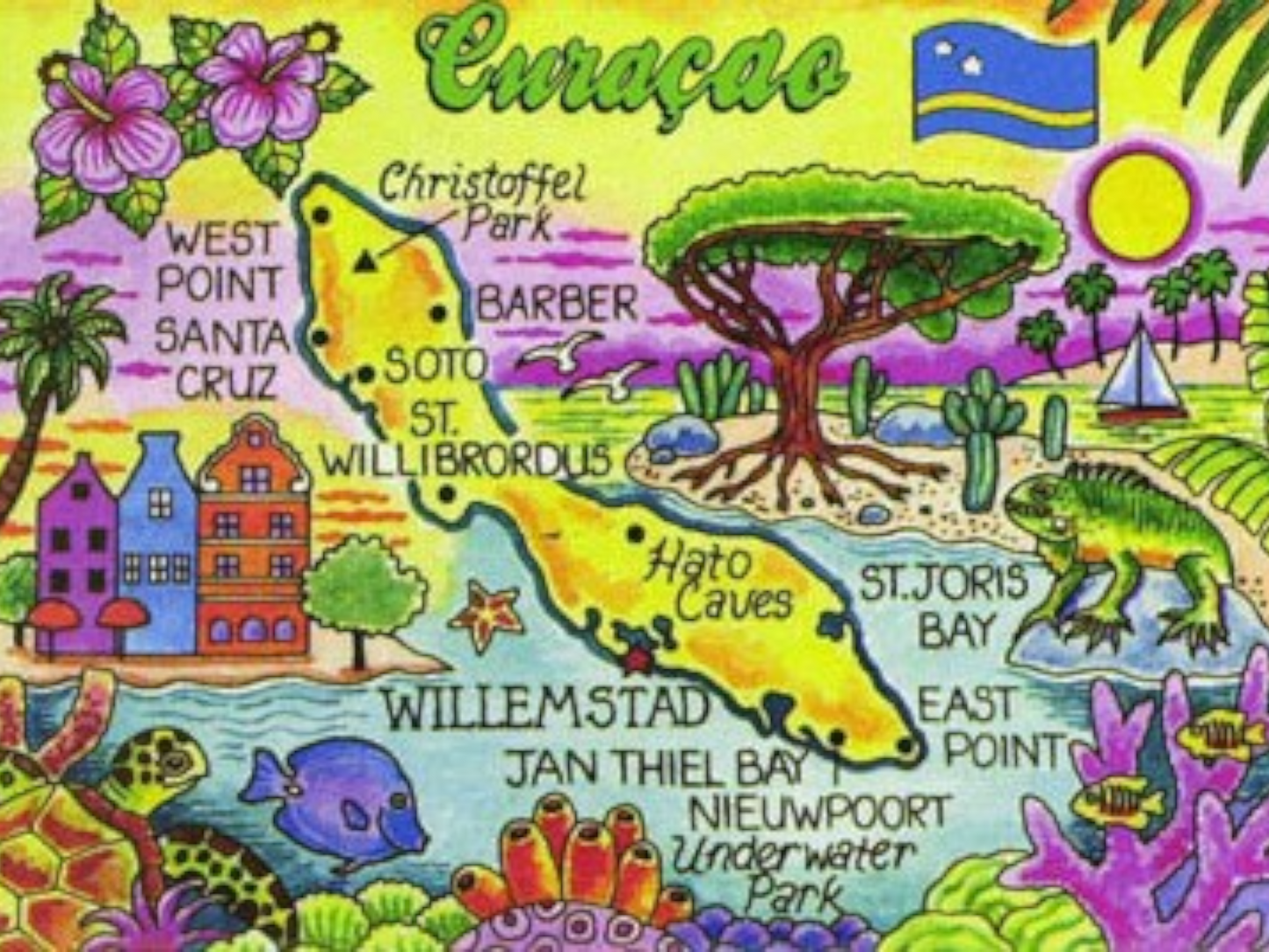 Curacao Map Caribbean Fridge Collector's Souvenir Magnet Classic Design 2.5" X 3.5"