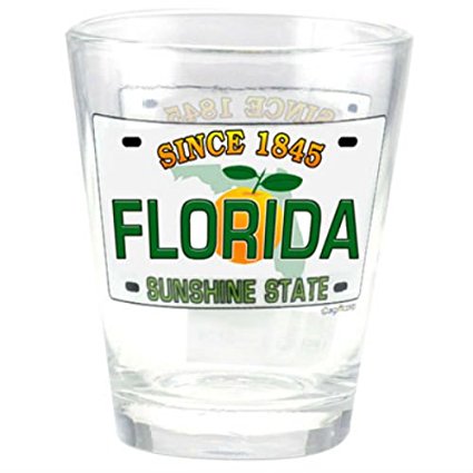 Florida Sunshine State License Plate Shot Glass