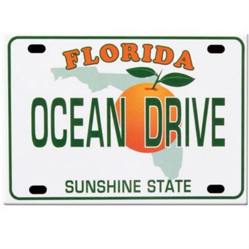 Ocean Drive Miami Florida License Plate Fridge Collector's Souvenir Magnet 2.5 inches X 3.5 inches
