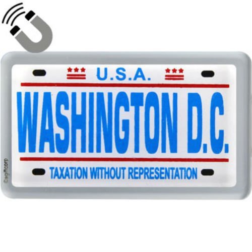 Washington DC License Plate Acrylic Small Fridge Collector's Souvenir Magnet 2 inches X 1.25 inches