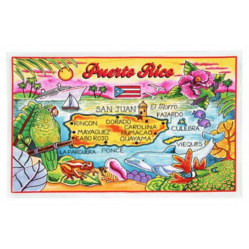 Puerto Rico Map Cotton Tea Kitchen Towel 19" x 30"