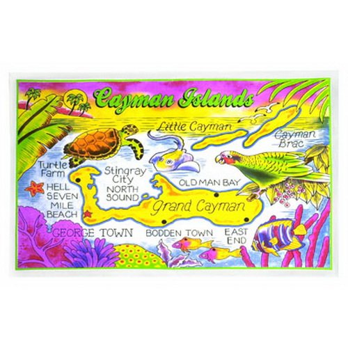 Cayman Islands Map Cotton Tea Kitchen Towel 19" x 30"