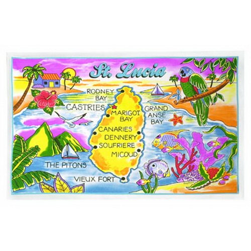 St. Lucia Map Cotton Tea Kitchen Towel 19" x 30"